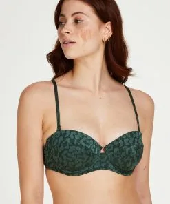 Vorgeformtes Push-up Bügel-Bikiniobertei Tonal Leo Cup A - E - Grün