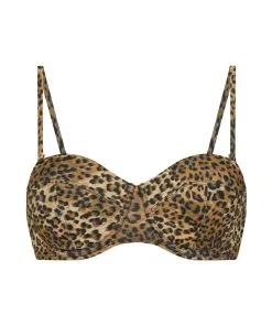 Vorgeformtes, Trägerloses Push-Up Bikini-Oberteil Leopard - Braun 12 Vorgeformtes, Trägerloses Push-Up Bikini-Oberteil Leopard - Braun -Strings & Boxerstrings Shop 191090 5