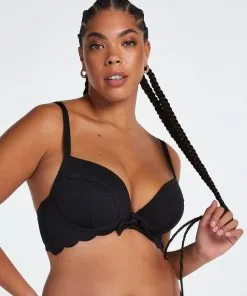 Vorgeformtes Bügel-Bikinitop Scallop - Schwarz