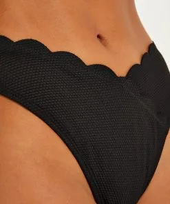 Hoch Ausgeschnittener Bikini-Slip Scallop - Schwarz -Strings & Boxerstrings Shop 191511 2