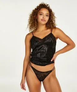 Hoch Ausgeschnittener String Lyla - Schwarz