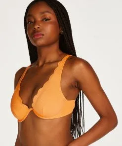 Unwattiertes Bügel-Bikini-Top Scallop - Orange