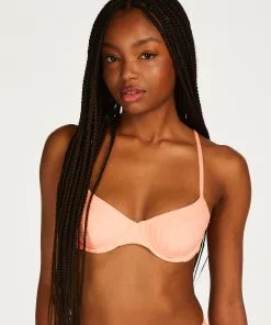 Unwattiertes Bügel-Bikini-Top Gili Rib - Orange