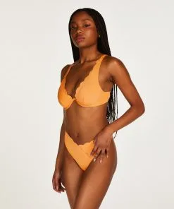 Hoch Ausgeschnittener Bikini-Slip Scallop - Orange