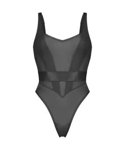 Hoch Ausgeschnittener Body Glossy - Schwarz -Strings & Boxerstrings Shop 202284 5
